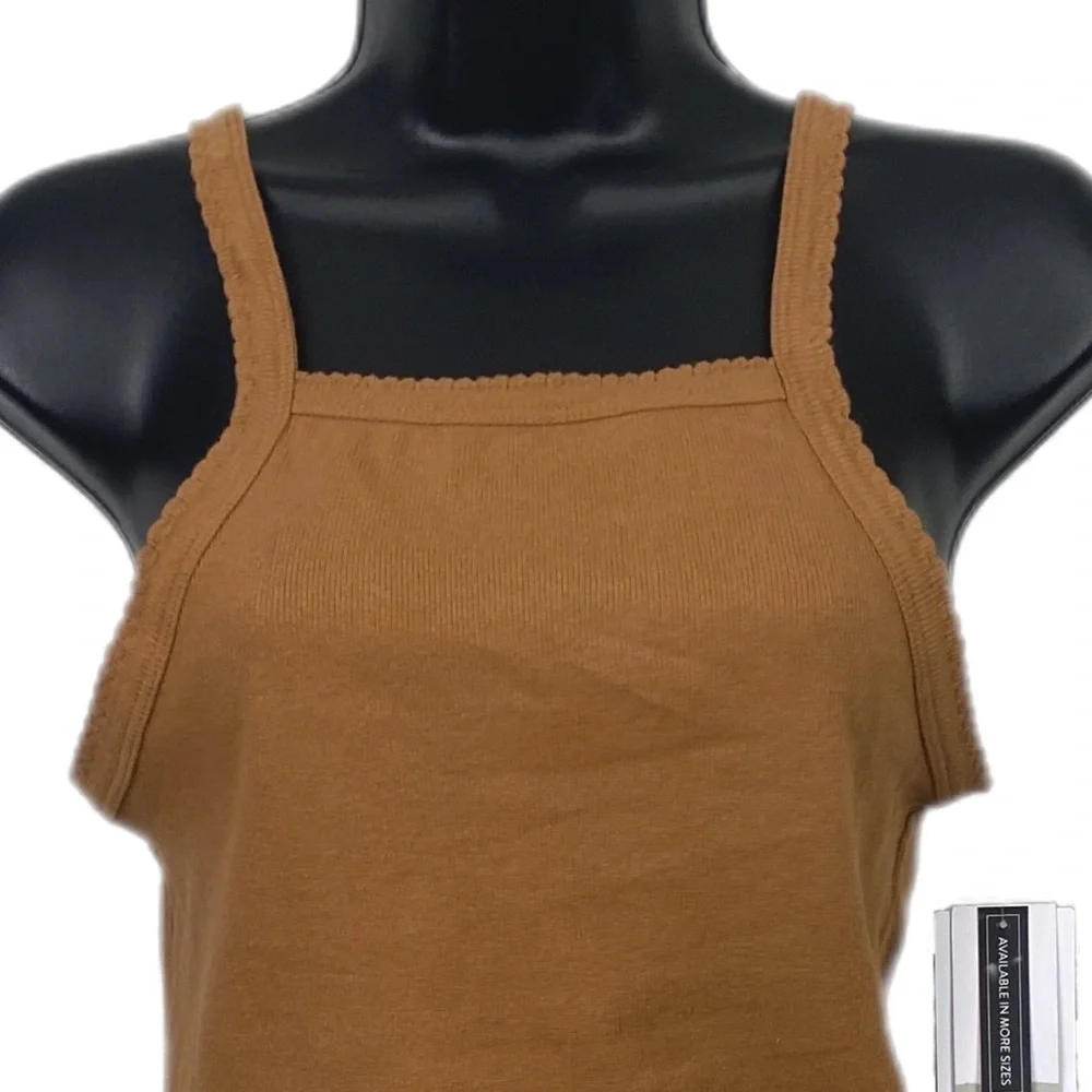 Nwt | BP. Picot Trim Cotton Blend Rib Bodysuit in Tan Dale Size Small & Medium - Picture 6 of 6